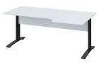 CRK 28 - 186 stůl kancelářský, rohový, pravý, kovová podnož černá, deska 25 mm, široký 1800 mm, bílá